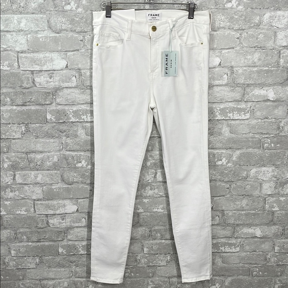 Frame Denim White Le Skinny De Jeanne Crop Jeans